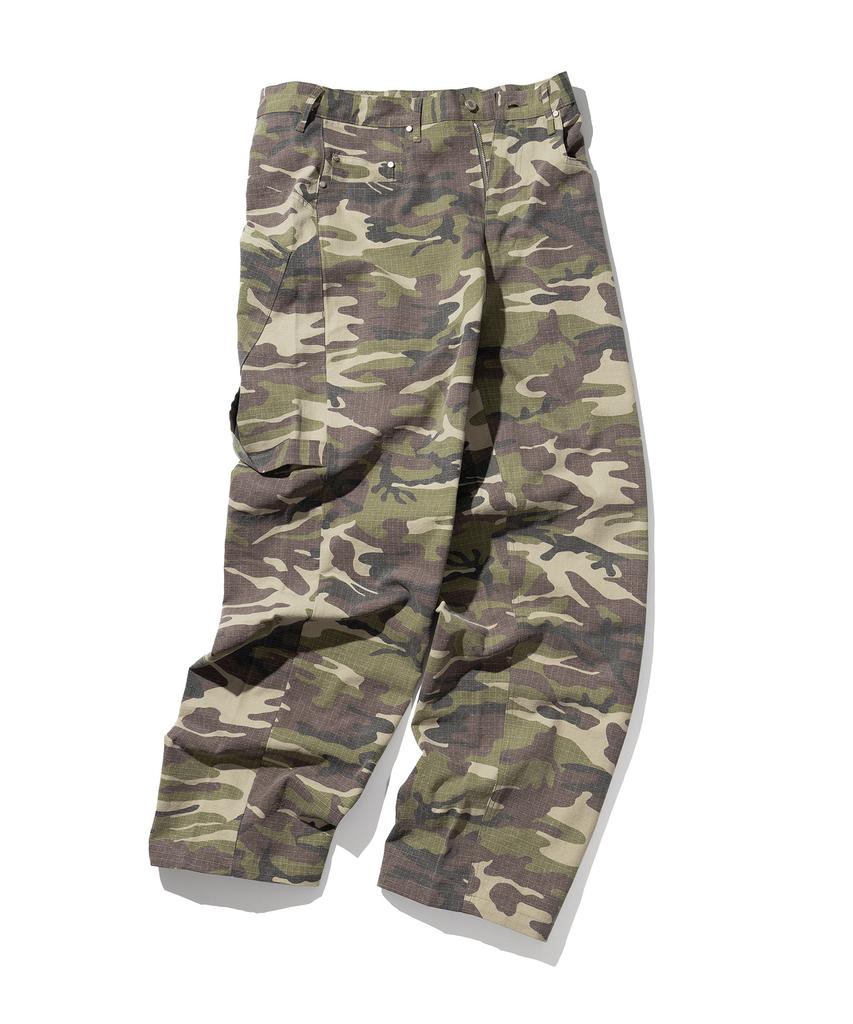 MASSNOUN Curved Carpenter Camo Ripstop Bio Pants Msicp004-Cm