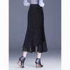 Autumn/Winter 2025 High-Waisted Slimming Velvet Mermaid Skirt - French Mid-Length Fashion Staple