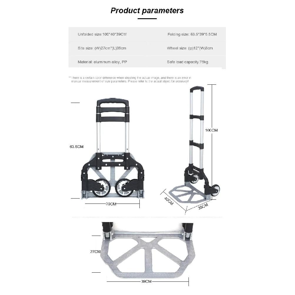 Hotel Trolley 3 Wheels Aluminium Alloy Stair Portable Climbing Cart Folding Hand Truck Luggage Cart With Telescoping Handle