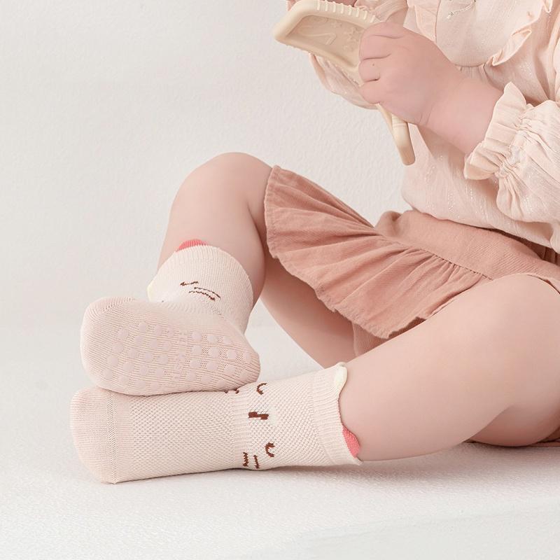 0-5Years Korean Cute Mesh Socks Summer Thin Cotton Boneless Baby Socks For Girls And Boys Children Toddler Non-slip Floor Socks