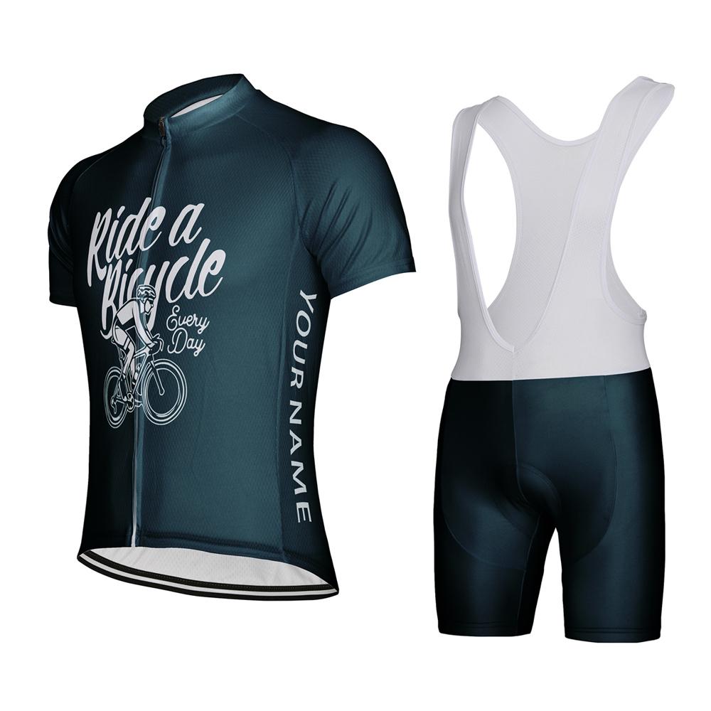 Side Can Personalized E Customized Ride A Bicycle Every Day Men's Cycling Jersey Short Sleeve Bike Clothing Set