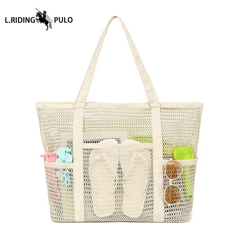 Large Mesh Beach Bag, Large Capacity, Multi-pocket Swimming Bag, Multi-functional Portable Handbag for Showering and Storage