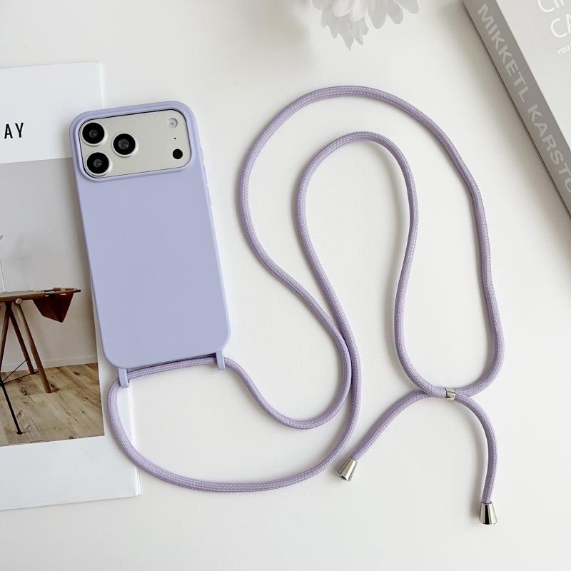 Crossbody Lanyard Flüssigsilikon Handyhülle Für iPhone 17 Pro Max 15 14 13 16 Pro Max Seil Schulter Candy Farbe Weiche Rückseite