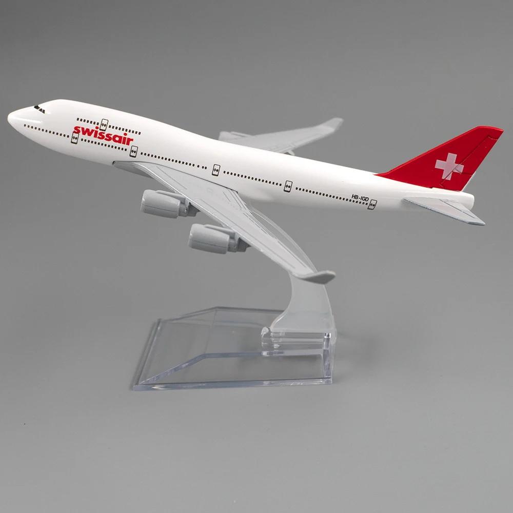 1/400 Scale Aircraft Boeing 747 Swiss Air 16cm Alloy Airplane B747 Children Kids Gift for Home Decoration