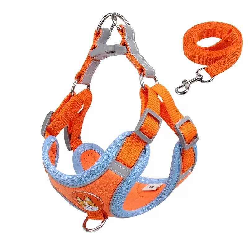 Ventilate Vest Type Dog Leash Pet Chest Strap Reflective Design Puppy Walking Leash Safety Protection Dog Neck Ring Collars