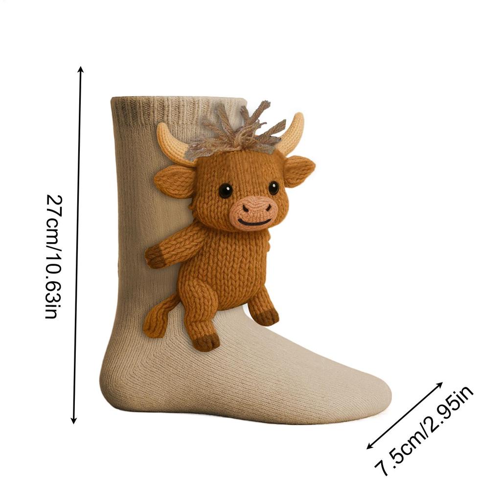 3D Knit Animal Socks Foot Warm Supplies 3D Novelty Knitted Socks for Women Kid Adult Winter Fall Christmas Birthday Indoor Home