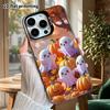 Phone Case: 2D Flat Design, Suitable for iPhone 18 17 16 15 14 13Pro In Rainbow Silver, Couple Style, Four Little Ghosts, Christmas and Halloween Gift