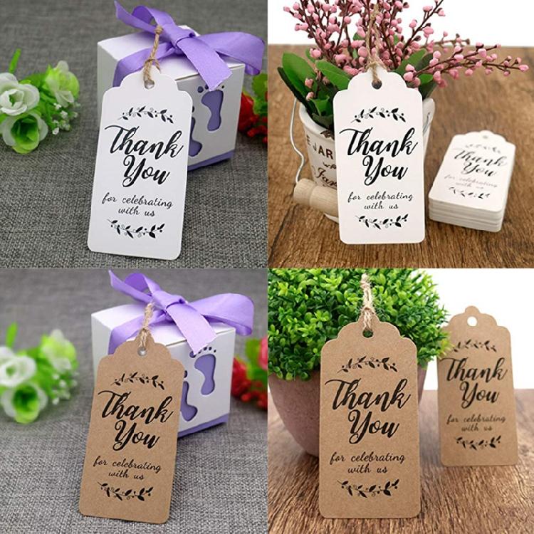 100 Pcs Gift Tags Thank You Tags for DIY Birthday Christmas Wedding Party Favors