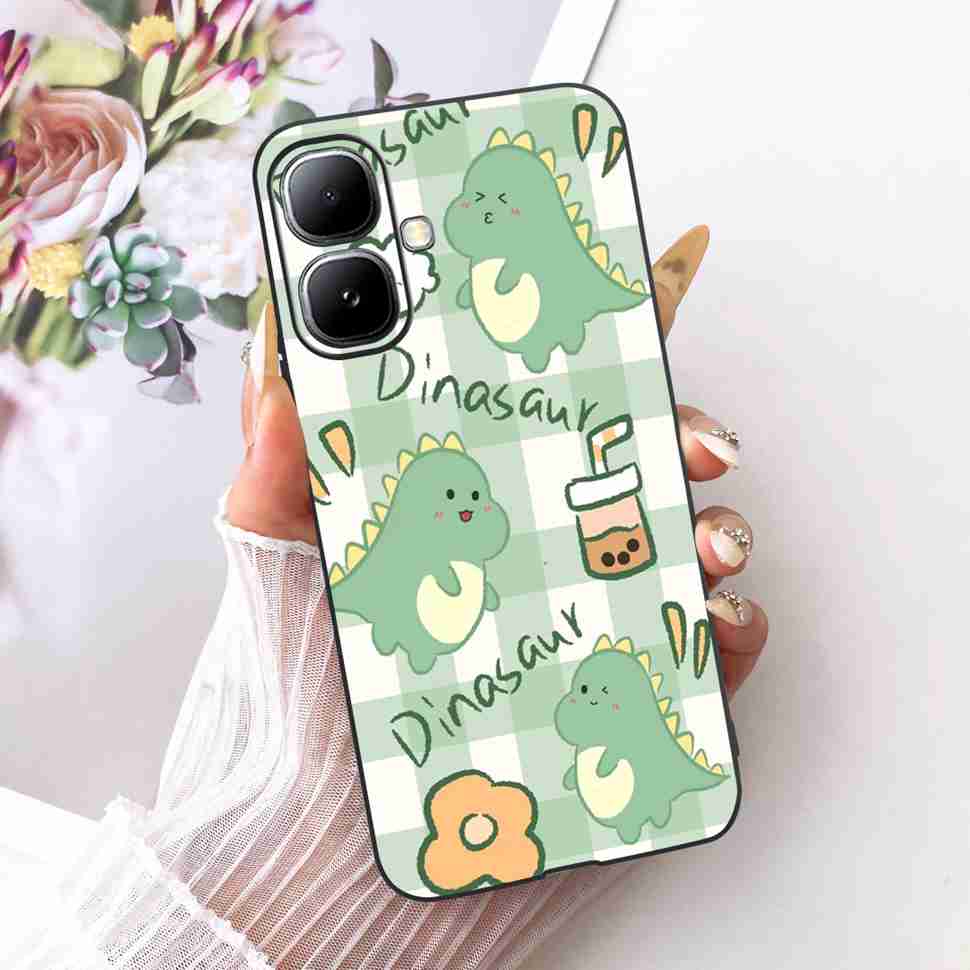 For Infinix Smart 20 4G X6840 X6840B Case Cartoon Cat Dinosaur TPU Black Cover For  Infinix Smart20 smart 20 4G Phone Casing
