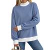 Women S Round Neck Fleece Striped Long Sleeve Loose Top