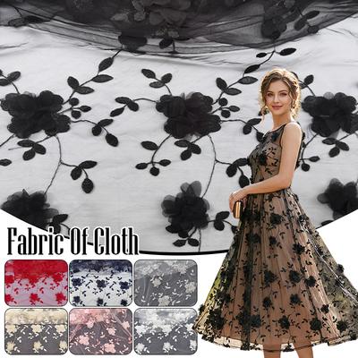 1 Yard 3D Stickerei Blume Stoff Perspektivisch Floral Netz Tüll Designerstoff DIY Nähen Mode Kleidung Hintergrund Dekor