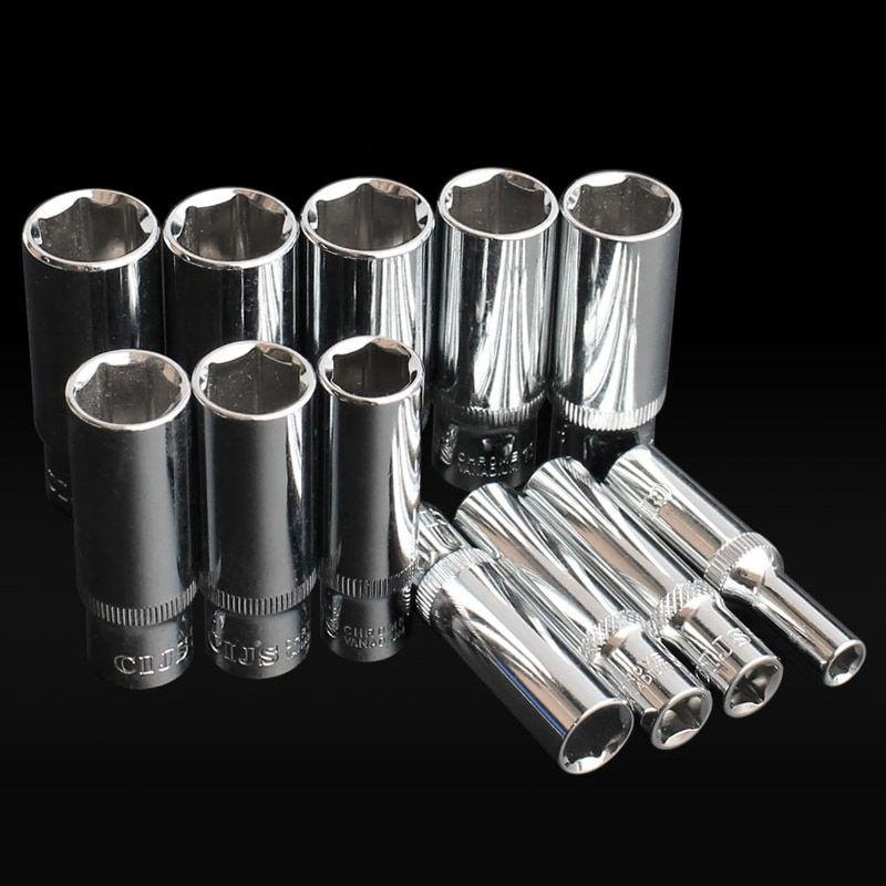 Premium Hex Drive Part 1/4" Drive Socket Set Long Deep 4-14 Mm Snap On Screwdriver