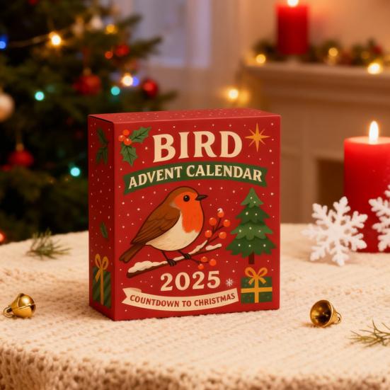 Yousheng Bird Advent Calendar 2025 24 Days Christmas Countdown with Acrylic 2D Bird Hanging Decorations Holiday Gift for Bird Lovers