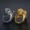 Ring new hip hop jewelry gold plated lion head men's ring