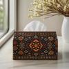 1pc 2D Flat Printed Ethnic Style Geometric Pattern Tissue Box, Suitable for Living Room, Bedroom, Dining Room, Office, Polyester Material, Large Size,