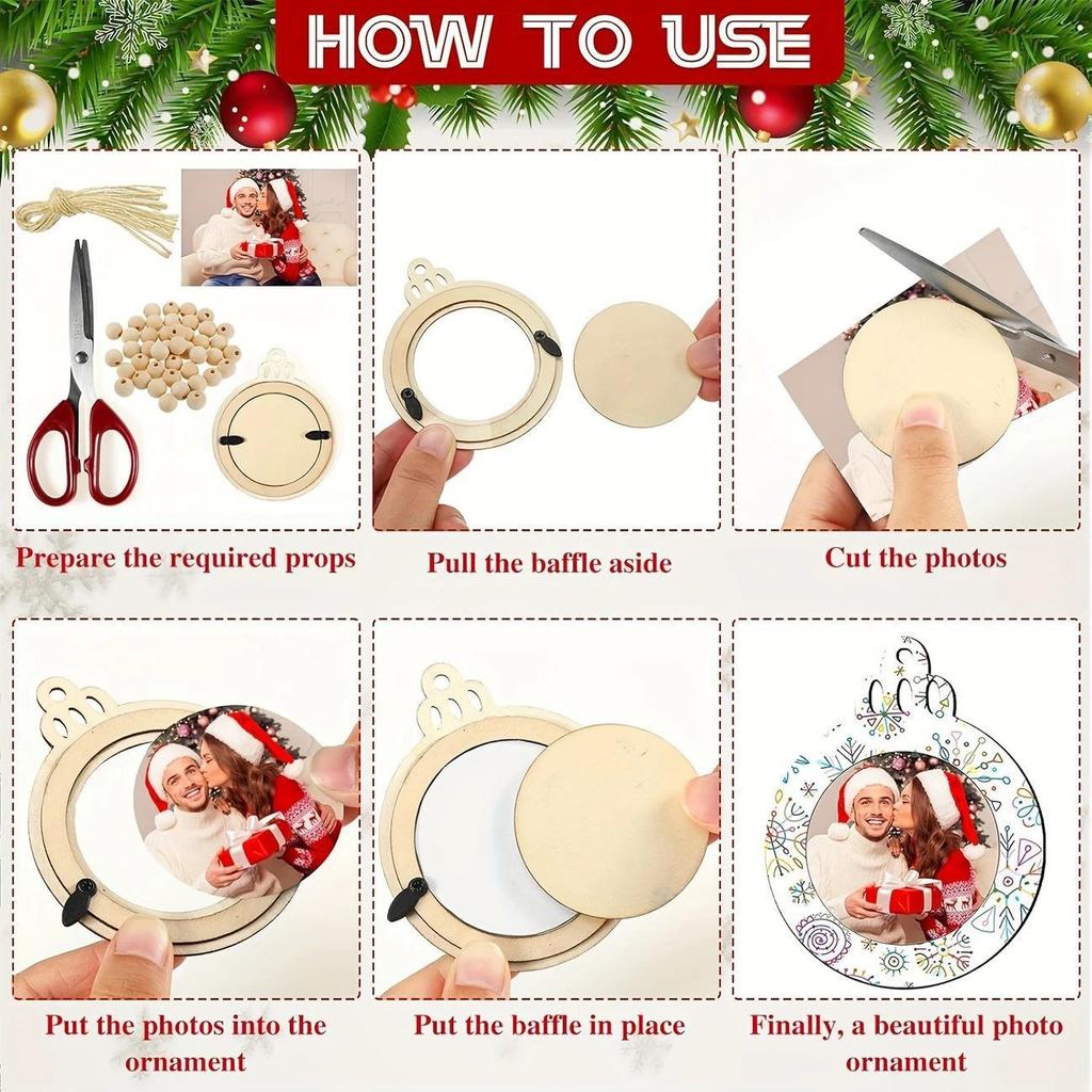 Christmas party hand-painted pendants, European and American style wooden handicrafts, diy Christmas photo frames