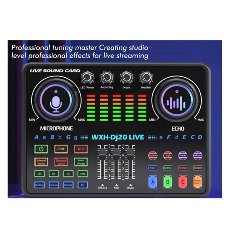 

DJ20 Sound Card Cardioid Design Microphone High Performance For Live Karaoke ETC Black чёрный