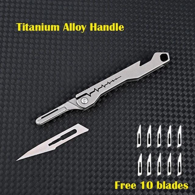 NEW NO11 Replaceable Blades Scalpel Folding Knife Quick Open Bottle Opener Keychain EDC Folding Knife 10 Blade Free Useful Tool