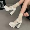 Mary Jane Shoes Thick Heel Waterproof Platform Thick Sole Heightening Japanese Spice Girl Patent Leather Black Temperament High Heel Small Leather