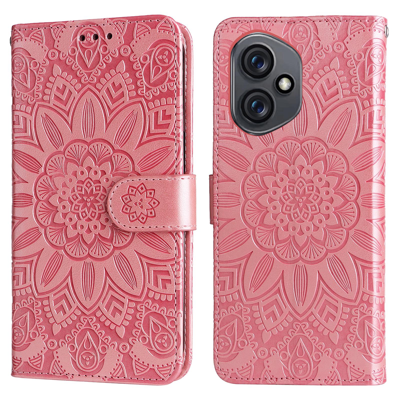 

For Honor 400 Case Sunflower Imprint Leather Wallet Phone Cover Pink