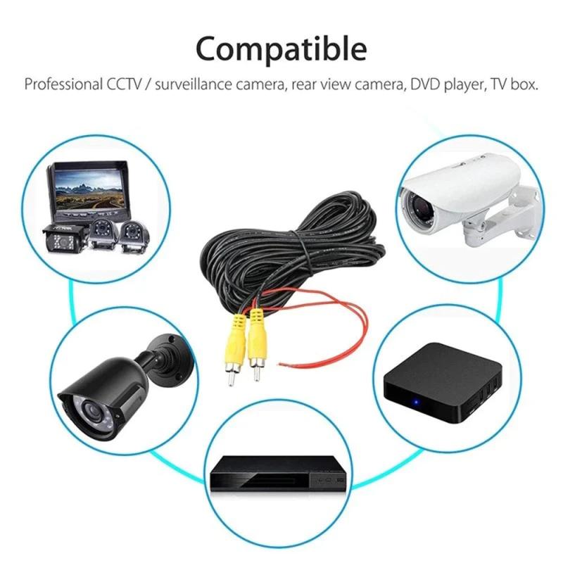Reverse Camera Video Cable for Car Rear View Parking Universal 6/10/15/20M Wire Match with Multimedia Monitor with Power Cable