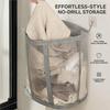 A03F-Mesh Laundry Basket Hamper With Reinforced Handles, Foldable Hanging Storage Bag For Bathroom, Dorm, Travel& Sports
