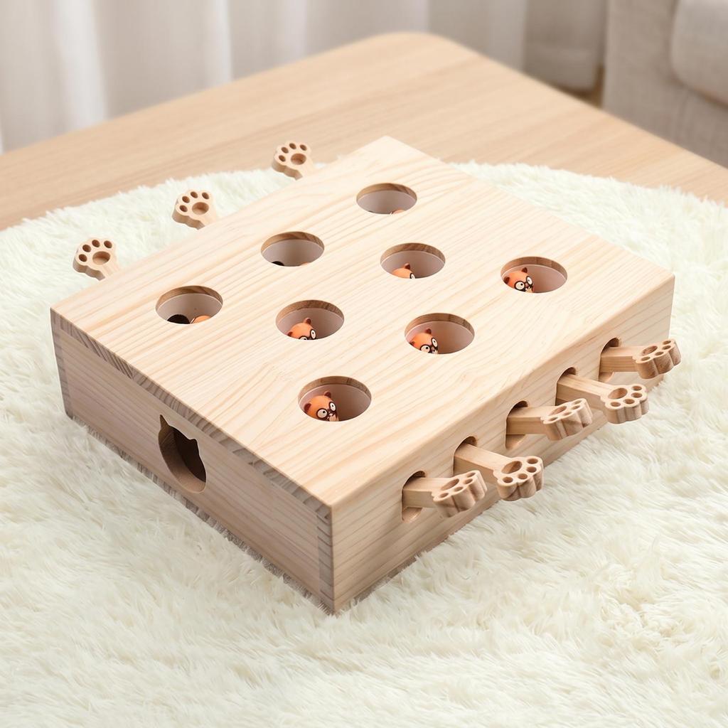 Cat Puzzle Box Solid Wood Wooden Interactive Play Set to for Indoor