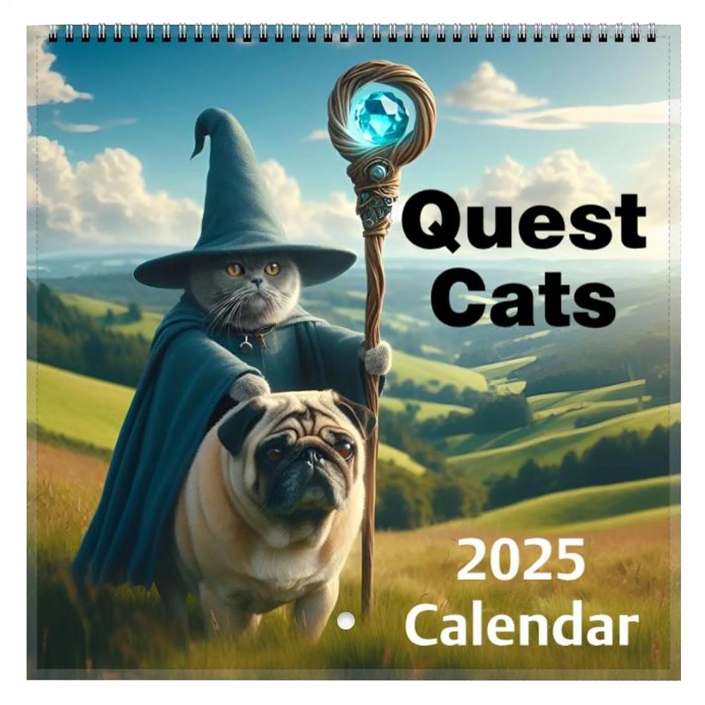 

2025 Wall Calendar Funny Illustration Cat Calendar Wall Calendar Cute Desk Accessories Office Supplies for Planning Schedules