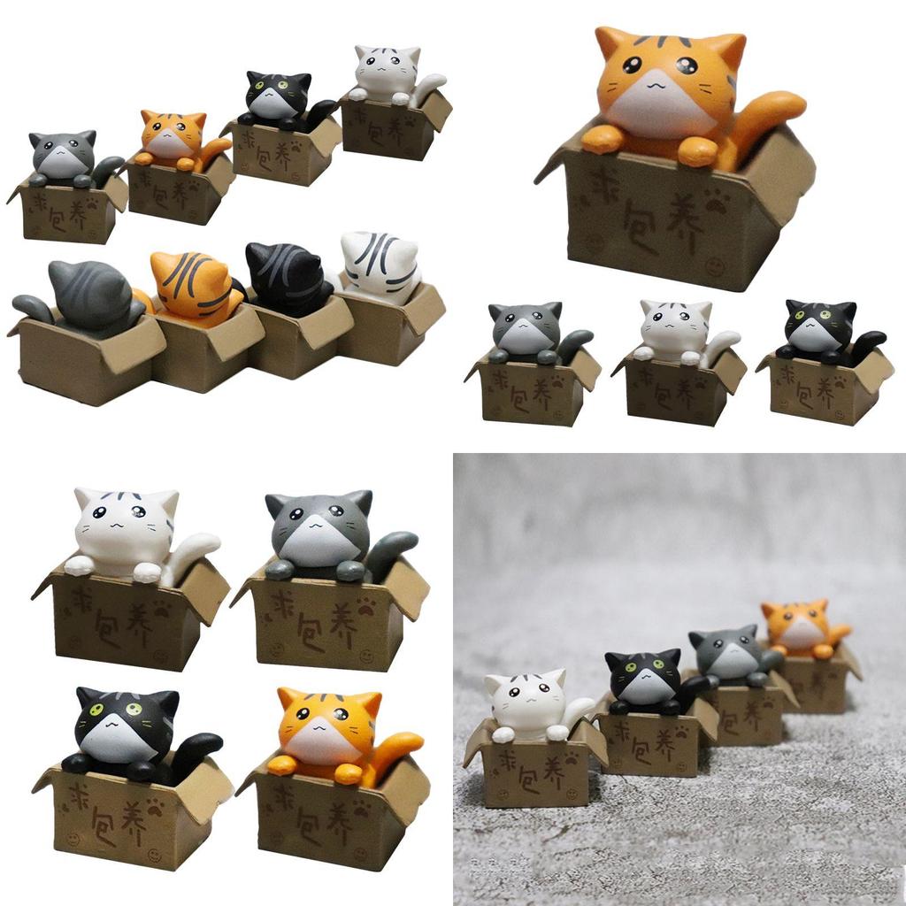Niedliche Cartoon-Katzenfiguren zum Sammeln und Dekorieren Set mit 4
