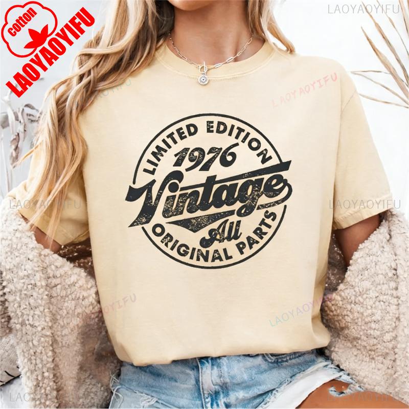 Vintage 1976 Unisex Tee Funny 49th Birthday Gift Nostalgia Style Printed Tshirt Tops High Quality Cotton Crewneck Shortsleev