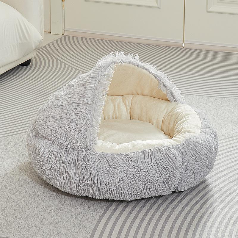 Long-haired Shell Cat Nest Pet Quilt Cat Nest Universal Winter Warm Semi-enclosed Cat Sleeping Supplies