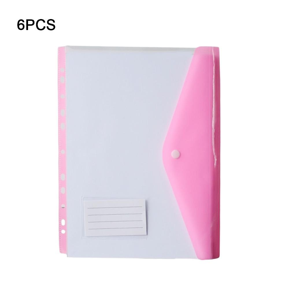 6 Pcs New PP Binder Folders Clear Envelopes Punched Pockets 11 Holes A4 Label Loose-Leaf File Management
