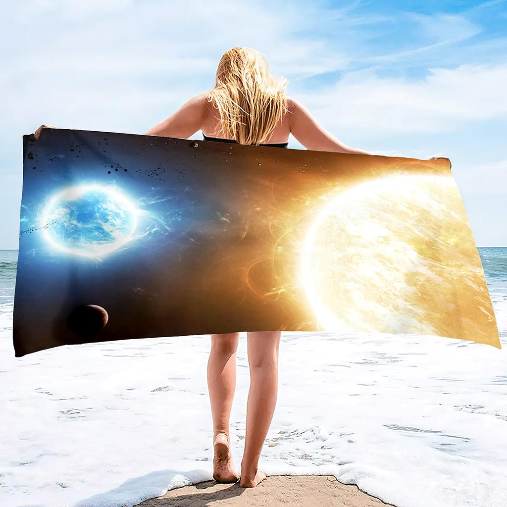 Sun Print Microfiber Beach Towel Large Quick Dry Sand Proof Absorbent Towel for Adult Travel Swimming