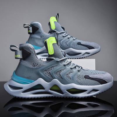 Large Size Men's Shoes Spring New Men's Sports Shoes Fly-woven Breathable Dad Shoes Trendy Running Shoes Men