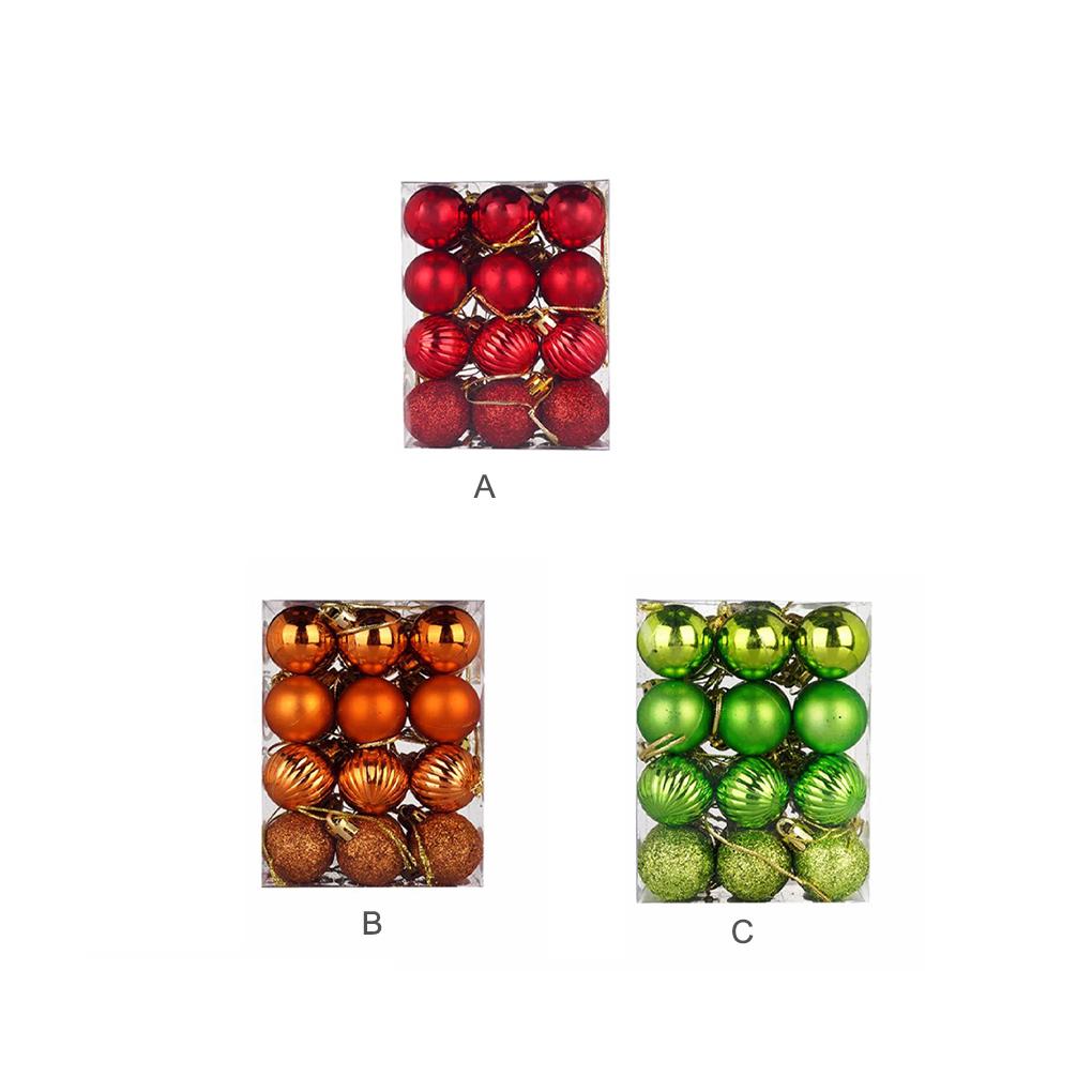 24PCS Christmas Ball Plastic Round Xmas Balls Elegant Waterproof Festive Ornaments Wreath New Year Home Outdoor