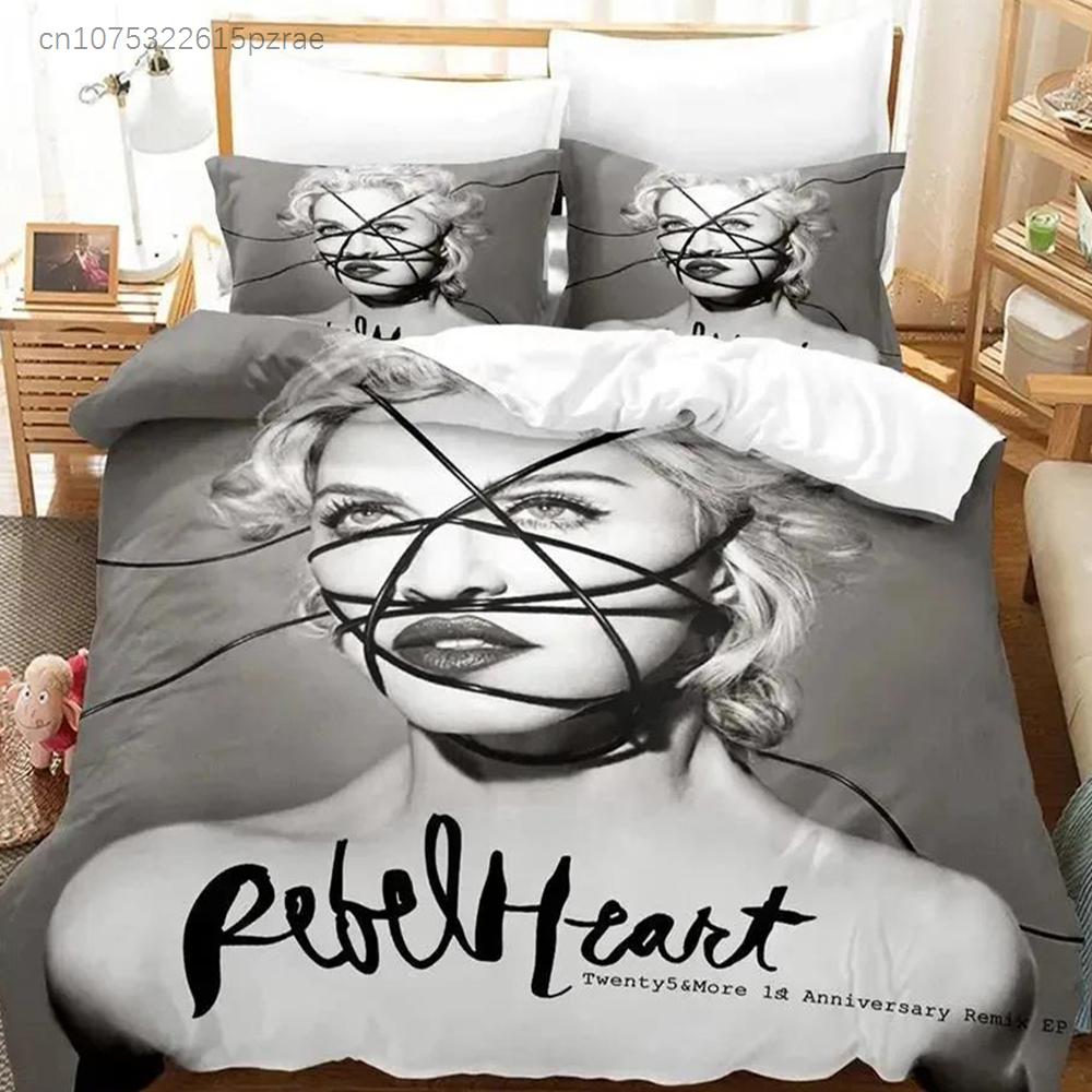 Set Biancheria da Letto Cantante Madonna Singolo Gemello Matrimoniale Queen King Size Set Letto Adulti Ragazzi Camera da Letto Copripiumino Set Stampa 3D