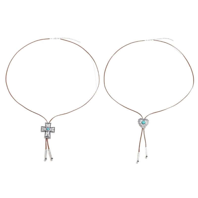 Damen Coole Choker Kreuzanhänger Halsband Schlüsselbeinkette Choker Bolo Tie Lariat Stil Kragen Schmuck