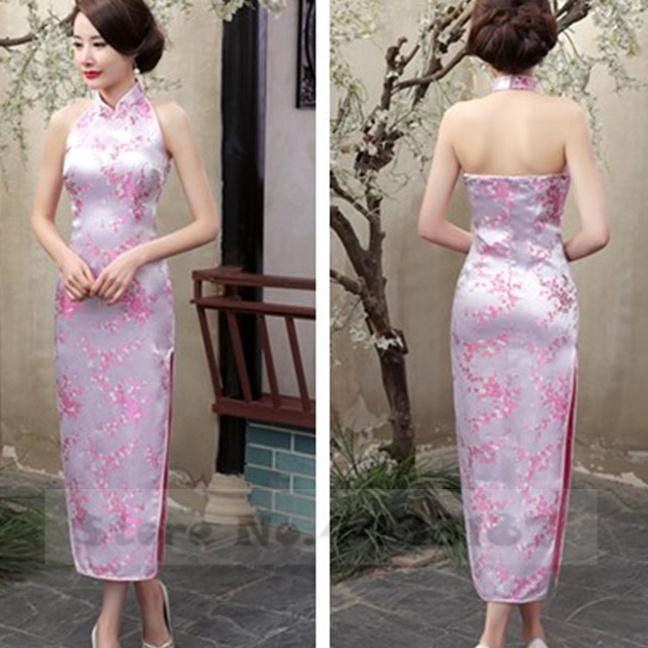 Sexy Backless Sleeveless Cheongsam Female Retro Classic Brocade Chinese Qipao Dress Plus Size Dragon and Phoenix Vestidos