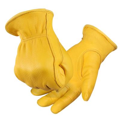OZERO Motorcycle Gloves, Deerskin Leather, Made with Craftsmanship, for Motorcycles and Scooters, Men's, Spring, Summer, Autumn, Yellow, Size M