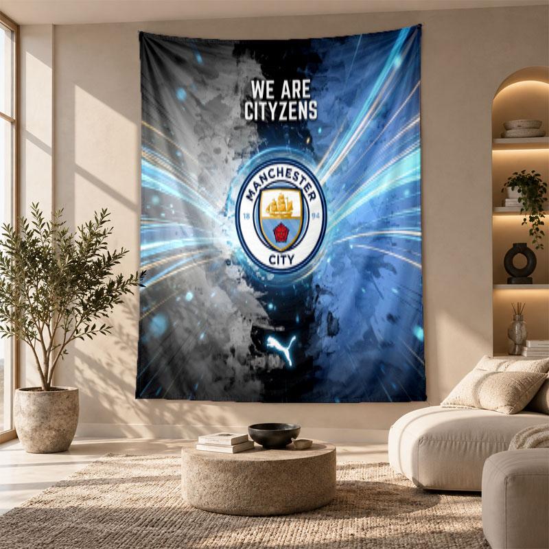 Decorative Tapestry,Manchester City Printed Wall Art, Lightweight Wall Hanging For Bedroom Background