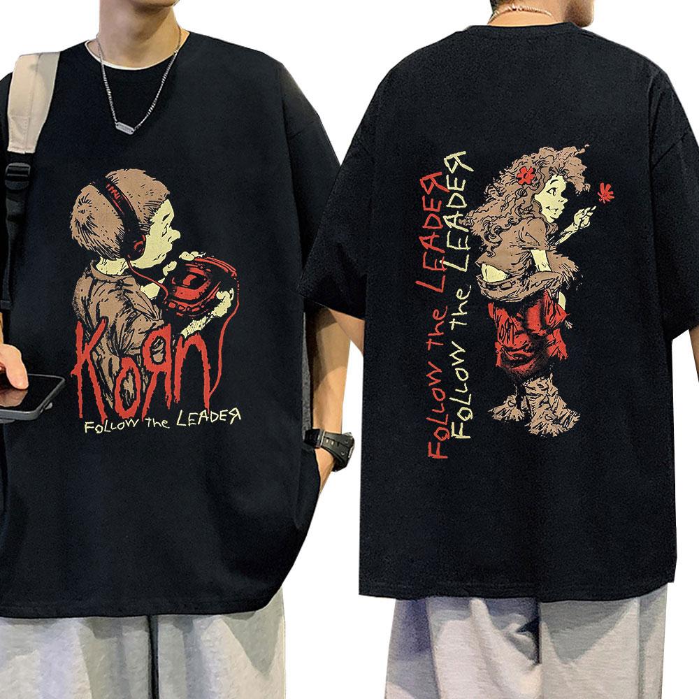 Korn Music Concert Rock Band WORLD TOUR T Shirt Vintage Metal Gothic Oversized T-shirt Streetwear Short Sleeve T Shirts