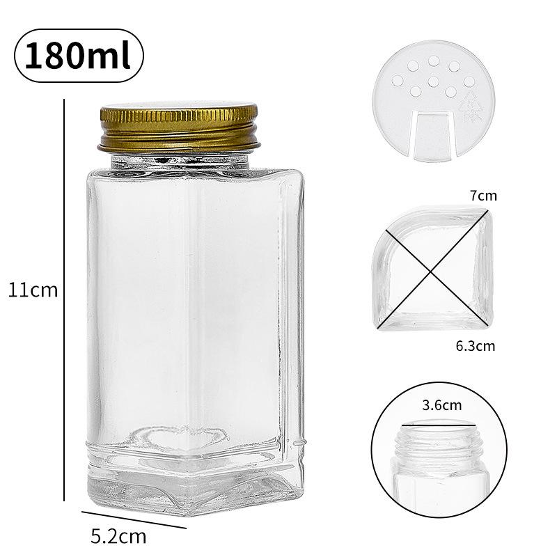 Acacia Wood Glass Seasoning Bottle Set - Pepper, Salt, Spices - 4-Piece Square Sprinkler Jars