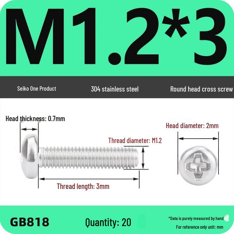 Phillips Pan Head Machine Screws, 304 Stainless Steel, Sizes M1-M10