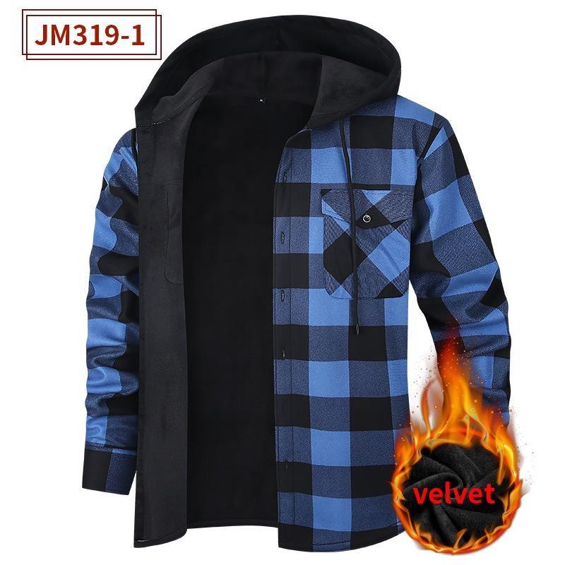 Camicia a quadri spessa in flanella con fodera in peluche da uomo