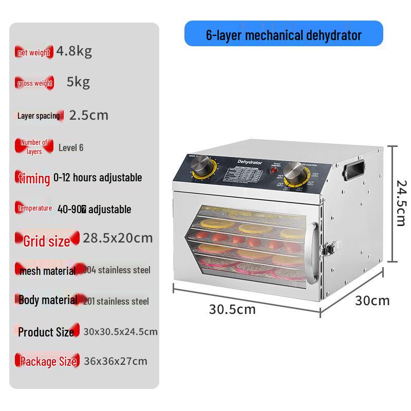 Knob-Control Household Dehydrator for Drying Fruits, Vegetables, and Meats