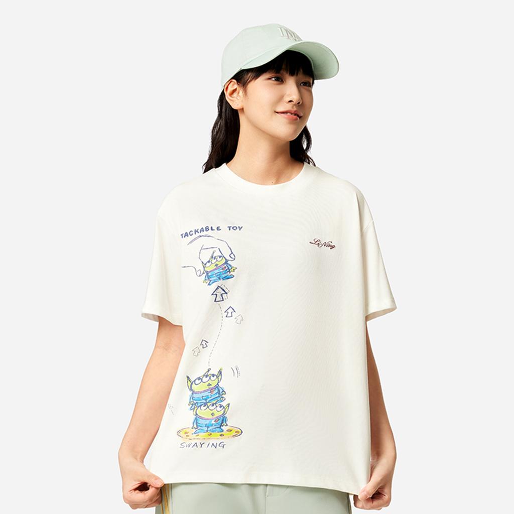 Li Ning X Disney Toy Story Series Graphic American Vintage Casual Fashion Comfortable Breathable Round Neck Short Sleeve T-Shirt AHSV692-1