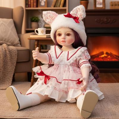 Cloveray Adorable Vinyl Doll with Beautiful Wig Display Collectible Gift for Girls and Doll Lovers 18-inch Hat/Hairband, Hand-Painted & Stand, (Name