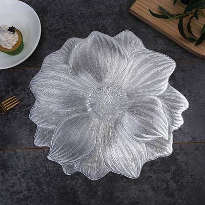 Sottopiatto a Forma di Fiore di Loto PVC con Motivo a Rilievo Resistente al Calore Tappetino da Tavola Protegge da Macchie Graffi Antiscivolo Facile da Pulire Tappetino per Cucina Sala da Pranzo Festa