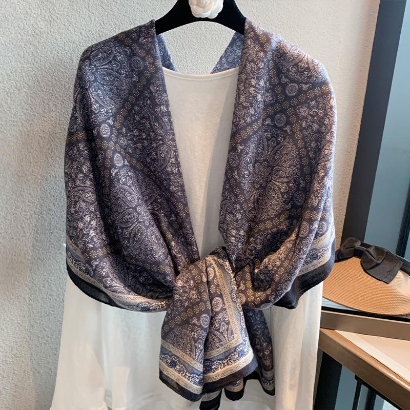 Spring and summer new shawl scarf temperament large square scarf fashion trend temperament women's silk scarf light luxury high-end scarf