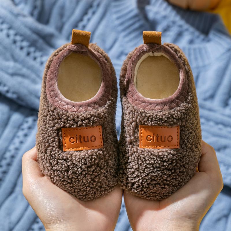 

Autumn Winter 1-9 Years Old Children Plush Floor Sock Shoes Child Soft Sole Walking Shoes Indoor Home Anti-slip Kids Slippers 24-25(Insole 14.1cm)